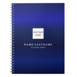 Modern Navy Blue Metallic Professionele Naam Logo Notitieboek