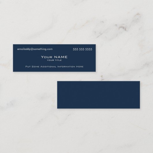 Modern Navy Blue Mini Visitekaartje (Voorkant / Achterkant)