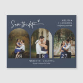 Modern Navy Blue Minimal Save the Date Arch Photo (Voorkant)