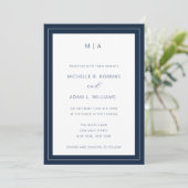 Modern Navy Blue Minimalist Wedding Kaart (Staand voorkant)