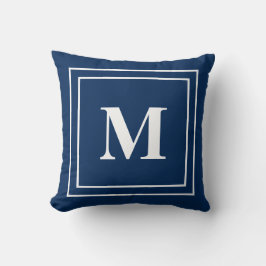 Modern Navy Blue Monogram Kussen