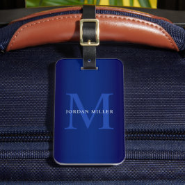Modern Navy Blue Monogram op maat Bagagelabel