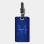 Modern Navy Blue Monogram op maat Bagagelabel (Voorkant verticaal)