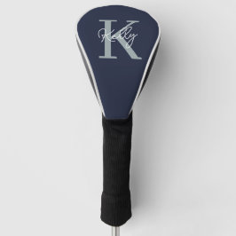 Modern Navy Blue Monogram script Golfheadcover