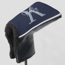 Modern Navy Blue Monogram script Golfheadcover