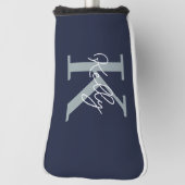 Modern Navy Blue Monogram script Golfheadcover (Draai 90)