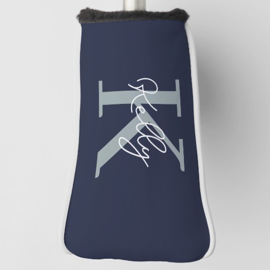 Modern Navy Blue Monogram script Golfheadcover (Draai 90)