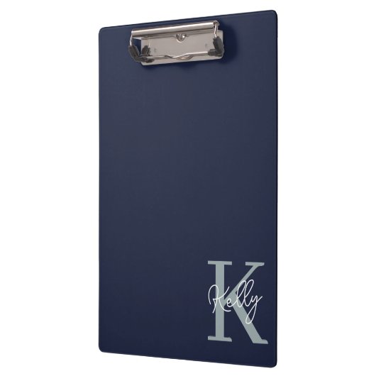 Modern Navy Blue Monogram script Klembord (Links)