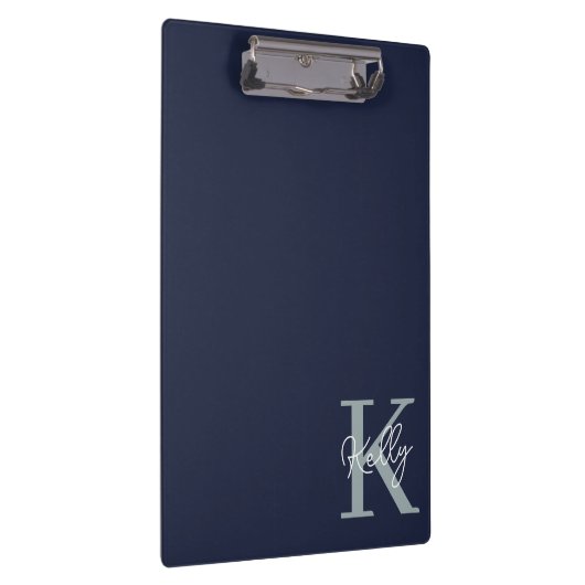 Modern Navy Blue Monogram script Klembord (Rechts)