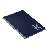 Modern Navy Blue Monogram script Notitieboek (Rechterzijde)