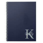 Modern Navy Blue Monogram script Notitieboek (Voorkant)