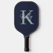 Modern Navy Blue Monogram script Pickleball Paddle (Voorkant)