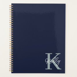 Modern Navy Blue Monogram script Planner