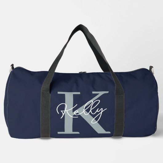Modern Navy Blue Monogram script Plunjezak (Voorkant)