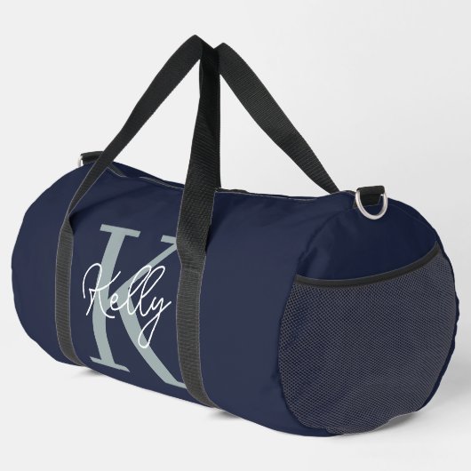 Modern Navy Blue Monogram script Plunjezak (Rechterhoek)