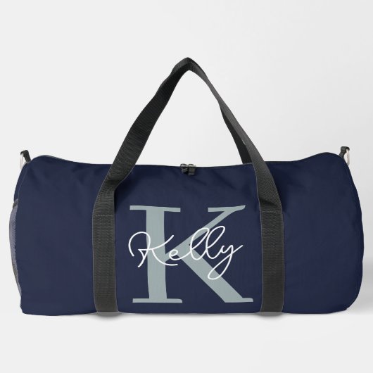 Modern Navy Blue Monogram script Plunjezak (Achterkant)