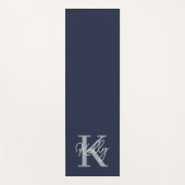 Modern Navy Blue Monogram script Yogamat (Voorkant)