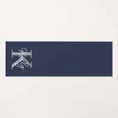 Modern Navy Blue Monogram script Yogamat (Voorkant (horizontaal))