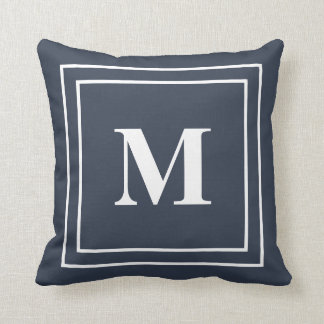 Modern Navy Blue Monogram Sierkussen