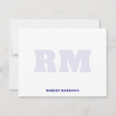 Modern Navy Blue Monogram Stationery Note Card Kaart (Voorkant)