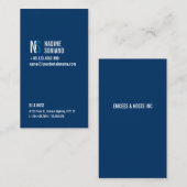 Modern Navy Blue Monogram Visitekaartje (Voorkant / Achterkant)
