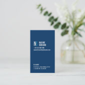 Modern Navy Blue Monogram Visitekaartje (Staand voorkant)