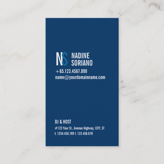 Modern Navy Blue Monogram Visitekaartje (Voorkant)