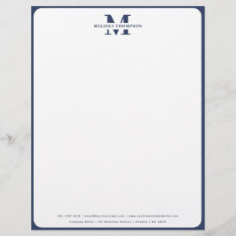 Modern Navy Blue Monogrammed Briefhoofd