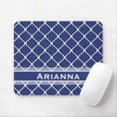 Modern Navy Blue Moroccan Trellis Muismat (Met muis)