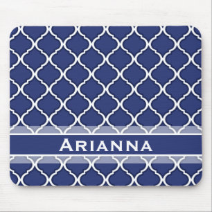 Modern Navy Blue Moroccan Trellis Muismat