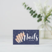 Modern Navy Blue Nail Technician Business Card Visitekaartje (Staand voorkant)