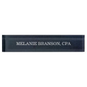 Modern Navy Blue Name Title One Line Naambordje (Voorkant)