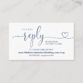 Modern Navy Blue, online bruiloft website RSVP Informatiekaartje (Voorkant)