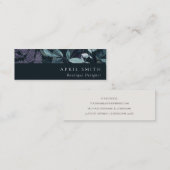 Modern Navy Blue Paars Leafy Tropical Fauna Fern Mini Visitekaartje (Voorkant / Achterkant)