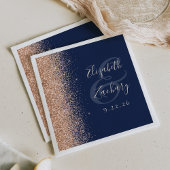 Modern Navy Blue Peach Glitter Wedding Servet