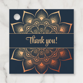 Modern Navy Blue Peach Mandala Product Label