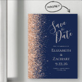 Modern Navy Blue Peach Save Date Magnetic Card