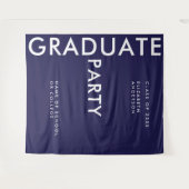 Modern Navy Blue Personaliseer Afstuderen Achtergr Wandkleed (Voorkant (horizontaal))