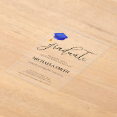 Modern Navy Blue Pet High School afstudeerfeest Acryl Uitnodigingen (Laagn)