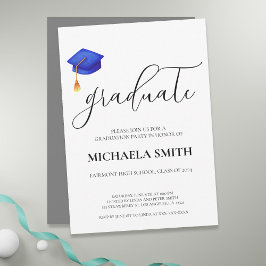 Modern Navy Blue Pet High School afstudeerfeest Kaart