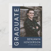 Modern Navy Blue Photo Afstuderen Aankondiging (Voorkant)