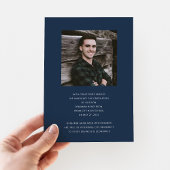 Modern Navy Blue Photo Afstuderen Aankondiging