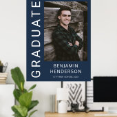 Modern Navy Blue Photo Boy Afstuderen Poster (Thuiskantoor)