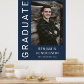Modern Navy Blue Photo Boy Afstuderen Poster (Keuken)