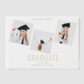 Modern Navy Blue Photo Collage Afstuderen Vellum Uitnodigingen (Voorkant)