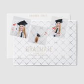 Modern Navy Blue Photo Collage Afstuderen Vellum Uitnodigingen (Offset (Uitnodiging))