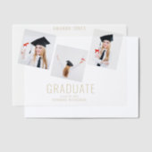 Modern Navy Blue Photo Collage Afstuderen Vellum Uitnodigingen (Offset)