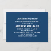 Modern Navy Blue Photo Graduation Party Kaart (Achterkant)