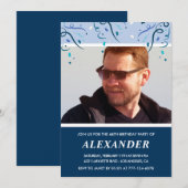 Modern Navy Blue Photo Man 68 jaar Kaart (Voorkant / Achterkant)