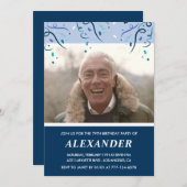 Modern Navy Blue Photo Man 79ste verjaardag Kaart (Voorkant / Achterkant)